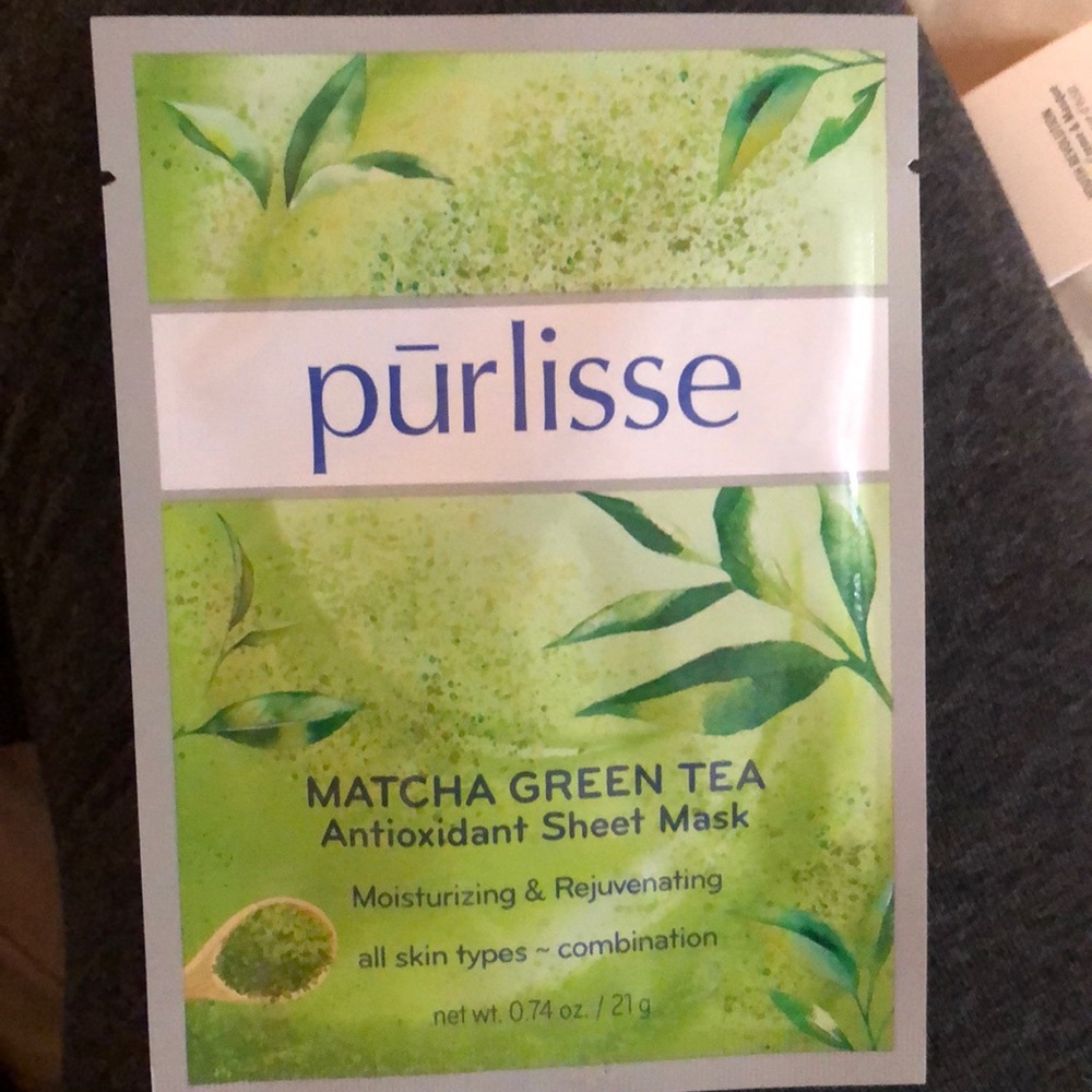 Purlisse matcha green tea antioxidant sheet mask.